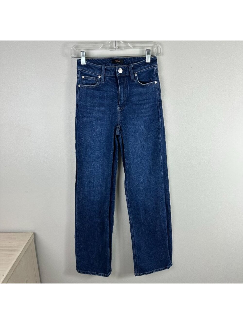 Quince Bella Stretch Relaxed Straight Jeans 24 Dark Wash Office Work Stretch Eve